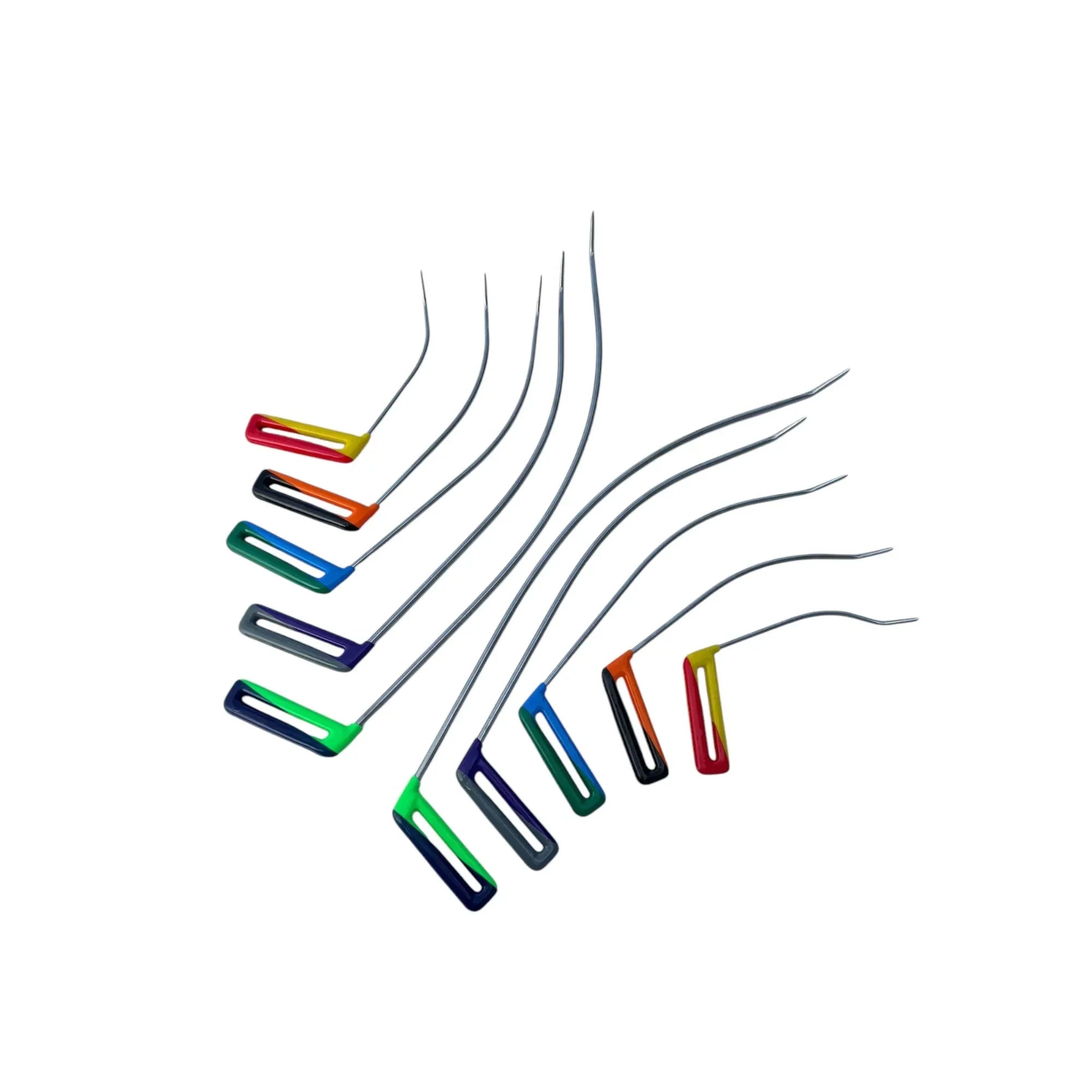 PDR Tools – Batumi Edition | 10-Piece Double-Bend Sharp Tip Rainbow-Shaped Paintless Dent Repair Rod Set (25cm, 35cm, 50cm, 60cm, 70cm) InoxPDR